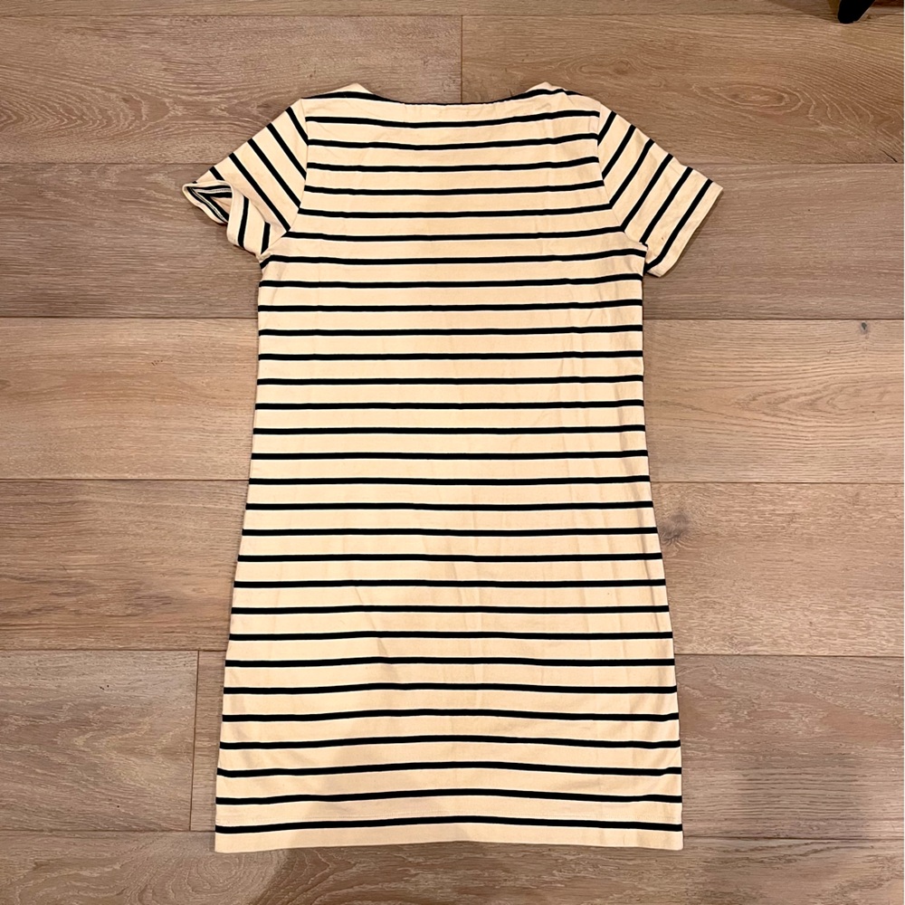 J. Crew beige and blue striped blue dress